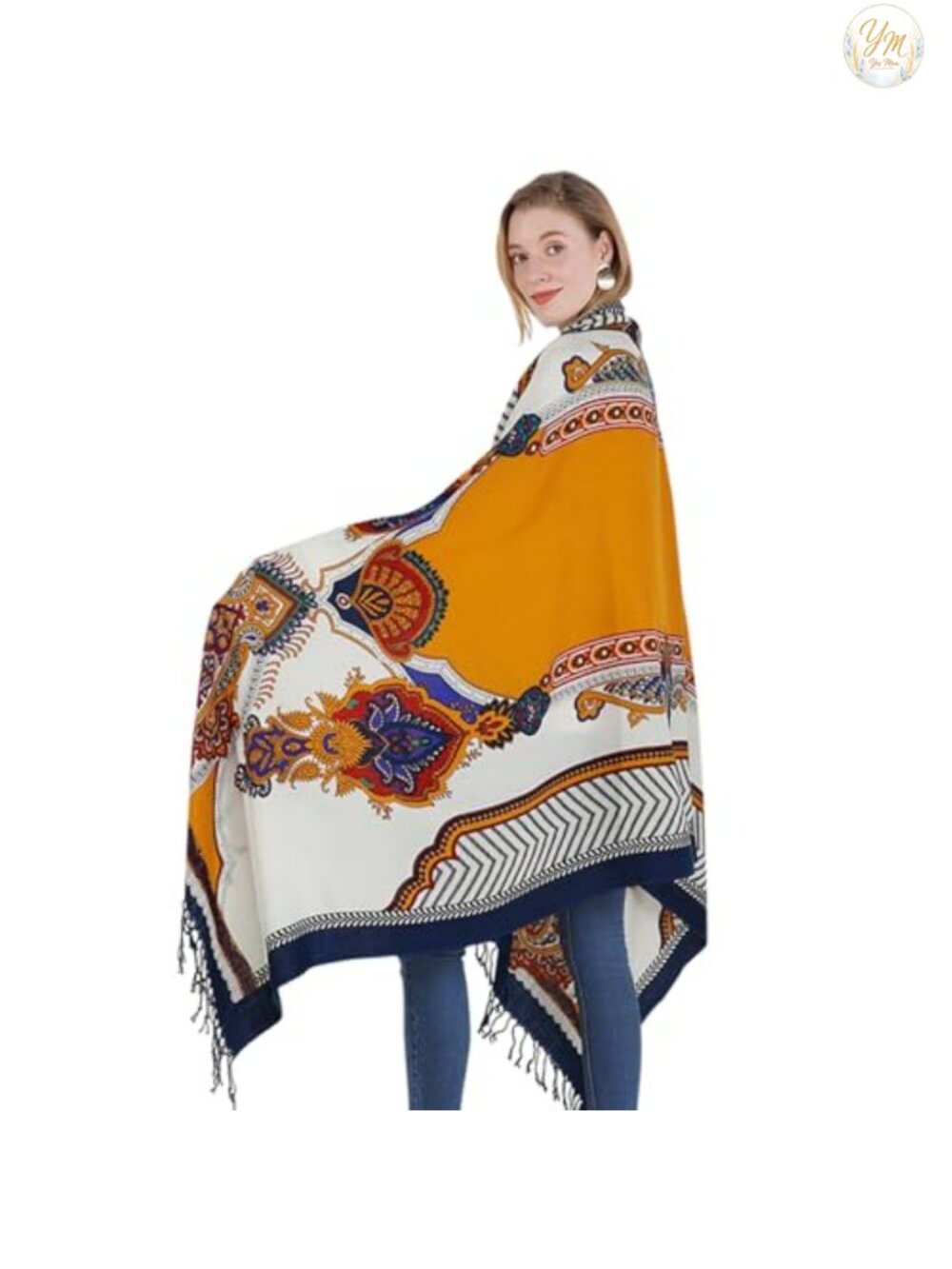100% Merino Wool Oversized Pashmina Wrap for Women
